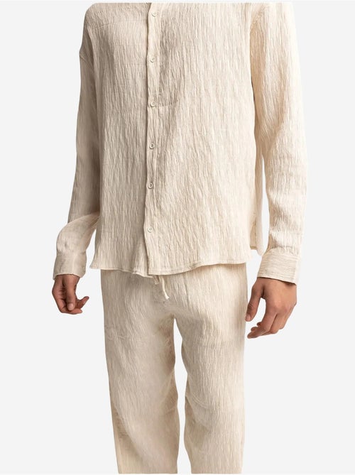 Chemise texturée à manches longues et col rond giesto - Kiabi Chemise texturée à manches longues et col rond giesto - Kiabi