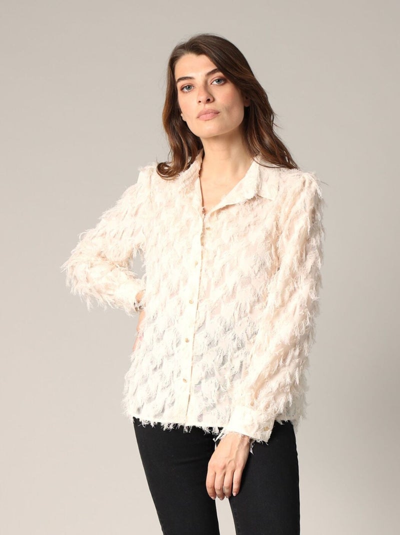 Chemise texturée avec effet frange 'Deeluxe' Beige argile - Kiabi