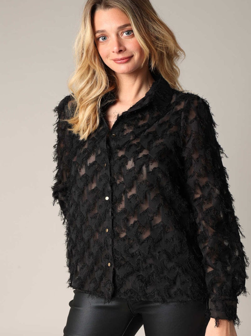 Chemise texturée avec effet frange 'Deeluxe' Noir - Kiabi