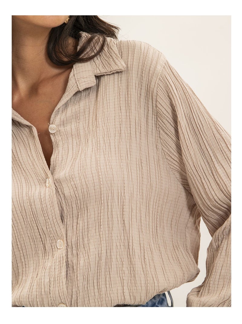 Chemise texturée OBADE Beige - Kiabi