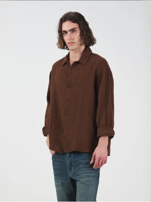 Chemise texturée tissée à manches longues et boutonnée giesto - Kiabi Chemise texturée tissée à manches longues et boutonnée giesto - Kiabi