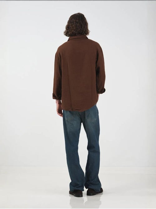 Chemise texturée tissée à manches longues et boutonnée giesto - Kiabi Chemise texturée tissée à manches longues et boutonnée giesto - Kiabi