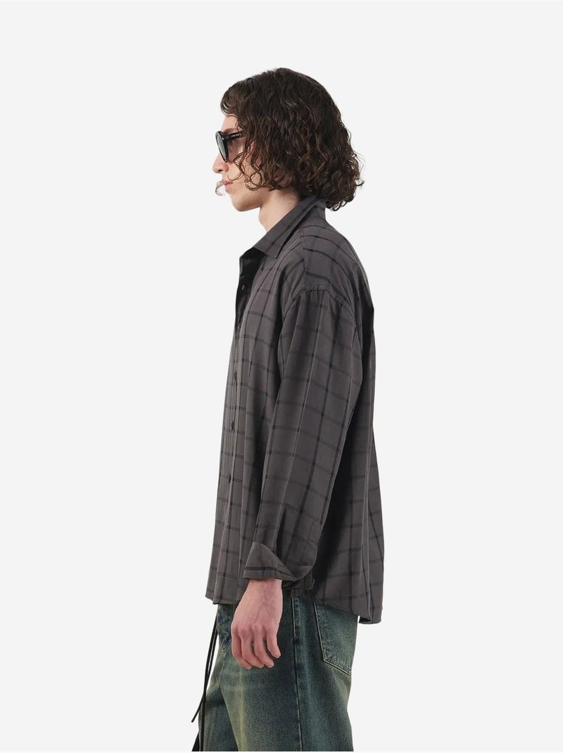 Chemise tissée à carreaux oversize giesto Gris foncé - Kiabi