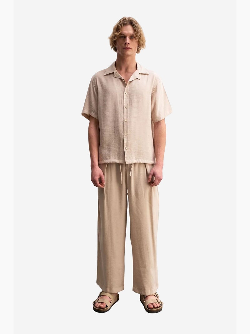 Chemise tissée à manches courtes coupe décontractée avec détail nouée giesto Beige naturel - Kiabi