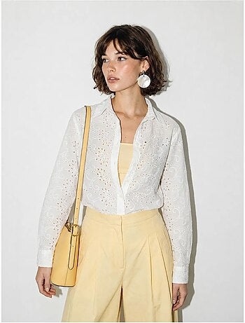 Chemise tissée brodée coupe décontractée lucci