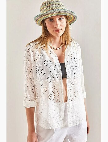 Chemise tissée brodée en dentelle lucci