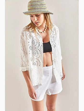 Chemise tissée brodée en dentelle lucci