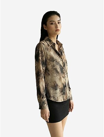 Chemise tissée en satin à imprimé serpent my fashion