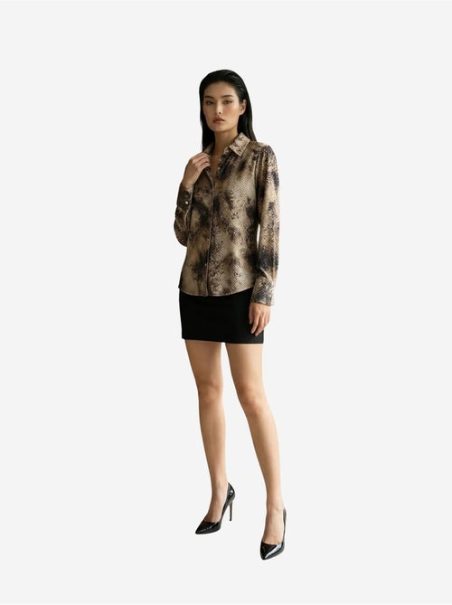 Chemise tissée en satin à imprimé serpent my fashion - Kiabi Chemise tissée en satin à imprimé serpent my fashion - Kiabi