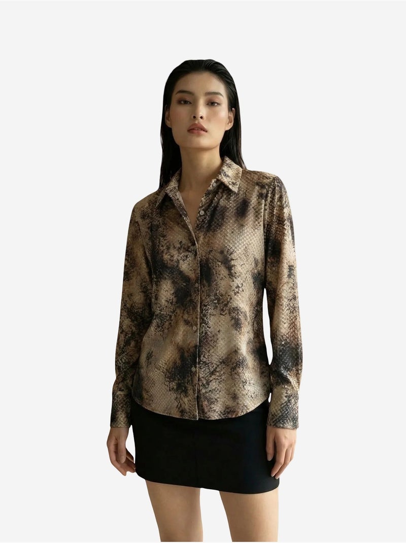 Chemise tissée en satin à imprimé serpent my fashion Beige argile - Kiabi