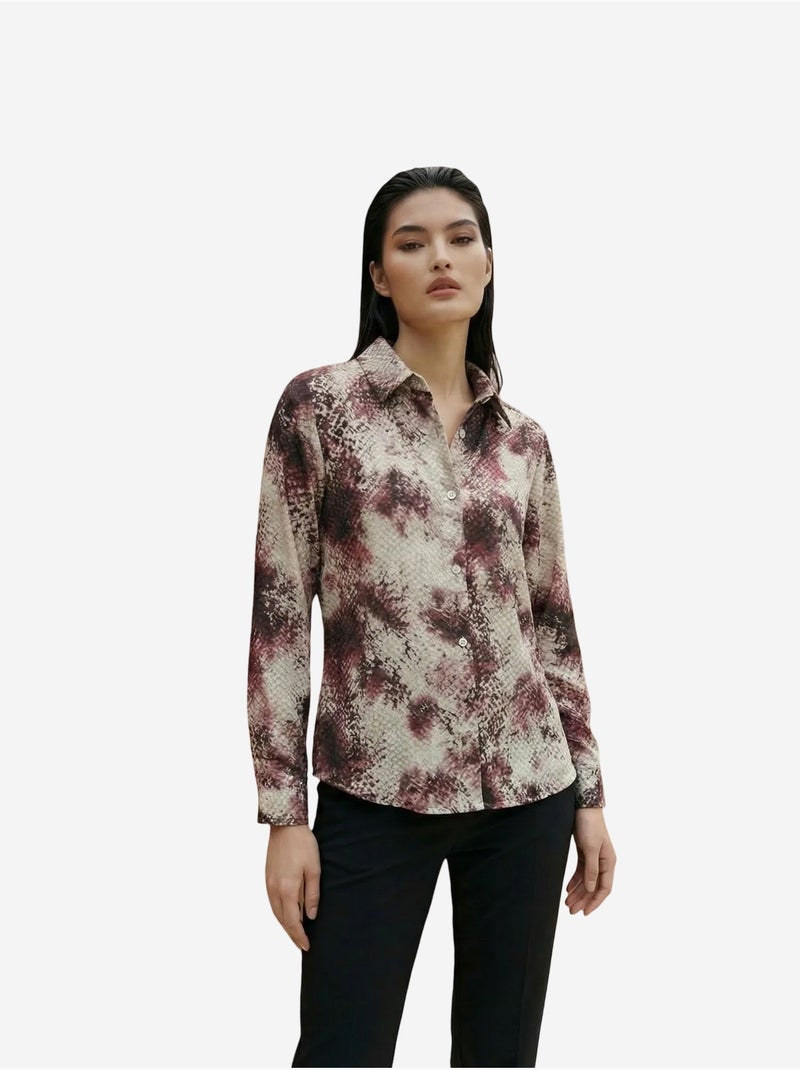 Chemise tissée en satin à imprimé serpent my fashion Marron clair - Kiabi