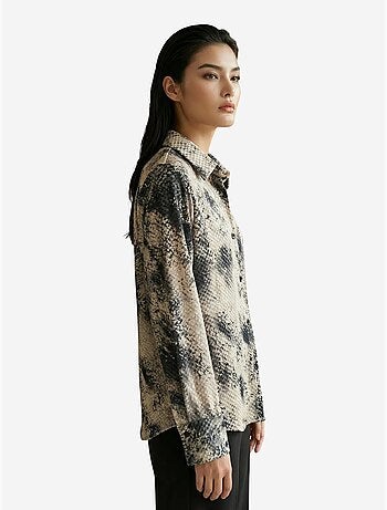 Chemise tissée en satin à imprimé serpent my fashion