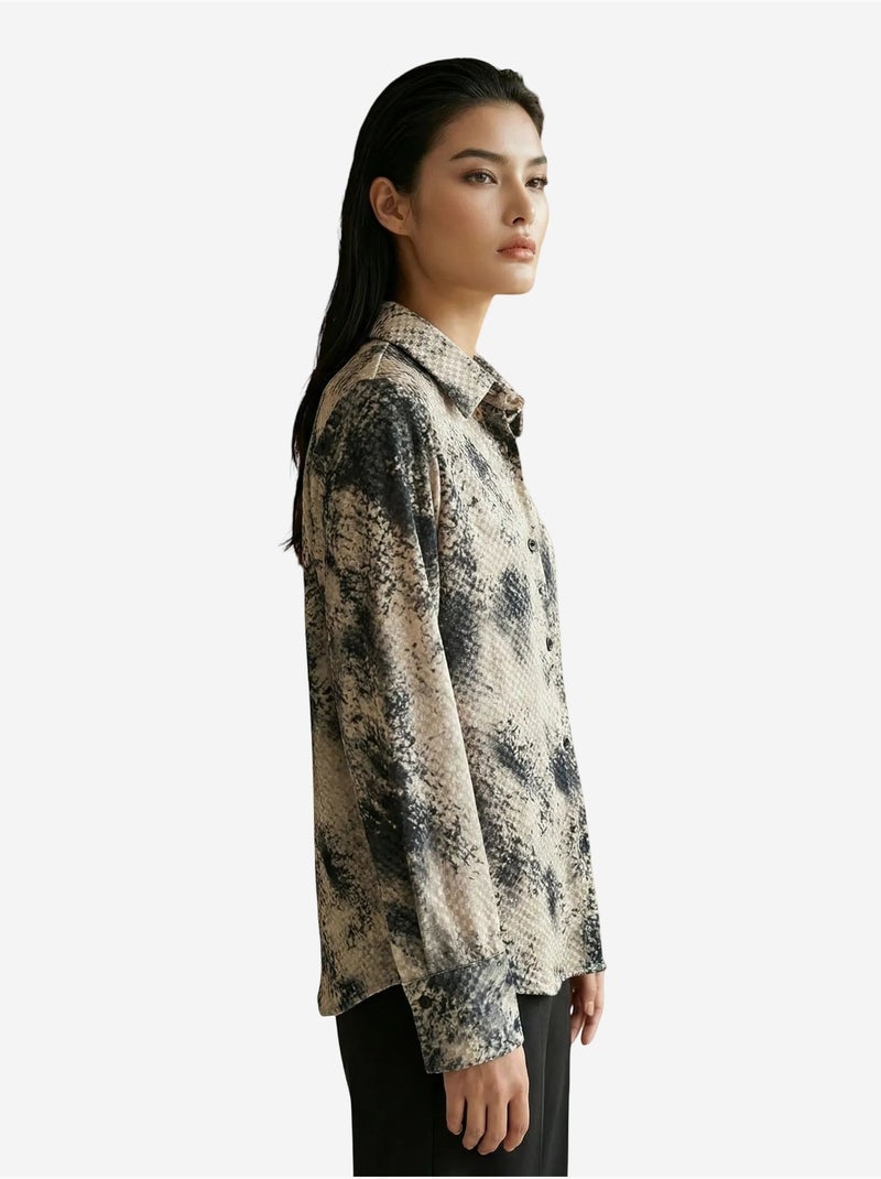 Chemise tissée en satin à imprimé serpent my fashion Taupe - Kiabi