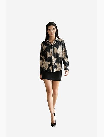 Chemise tissée en velours à imprimé abstrait pour femme my fashion