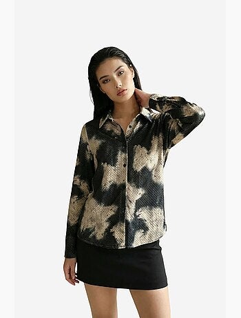 Chemise tissée en velours à imprimé abstrait pour femme my fashion