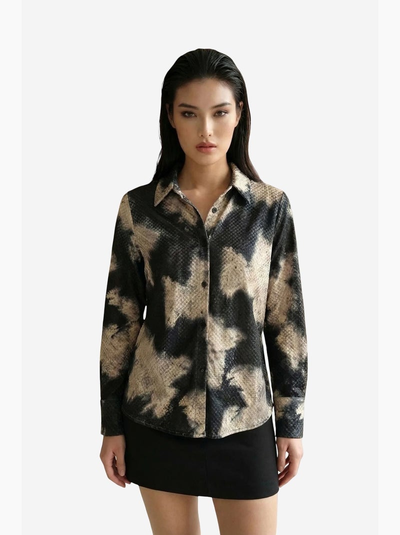 Chemise tissée en velours à imprimé abstrait pour femme my fashion Multicolore - Kiabi