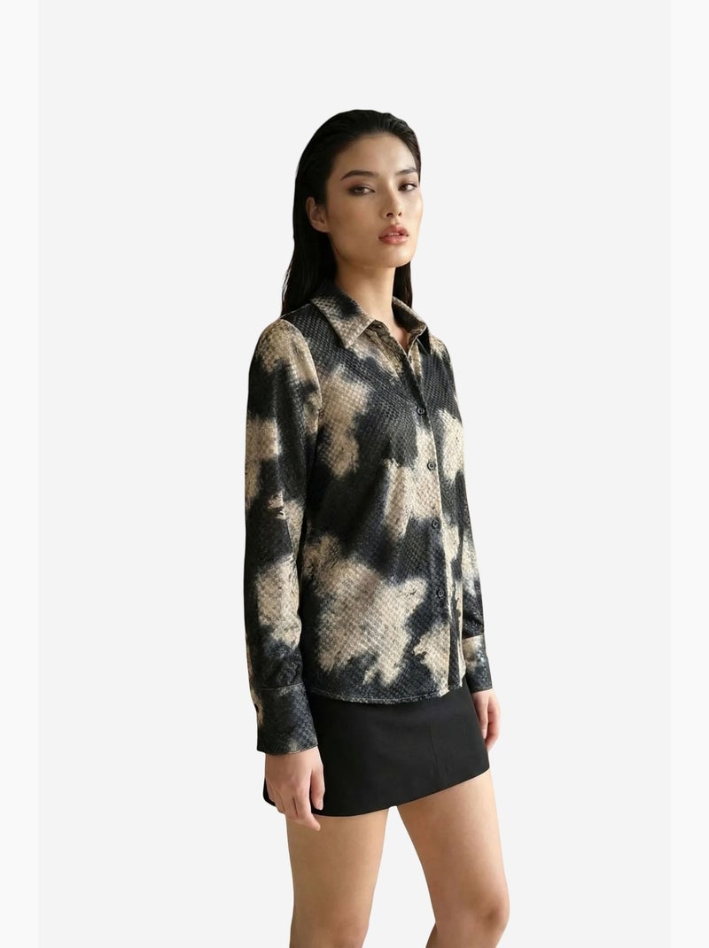 Chemise tissée en velours à imprimé abstrait pour femme my fashion Multicolore - Kiabi