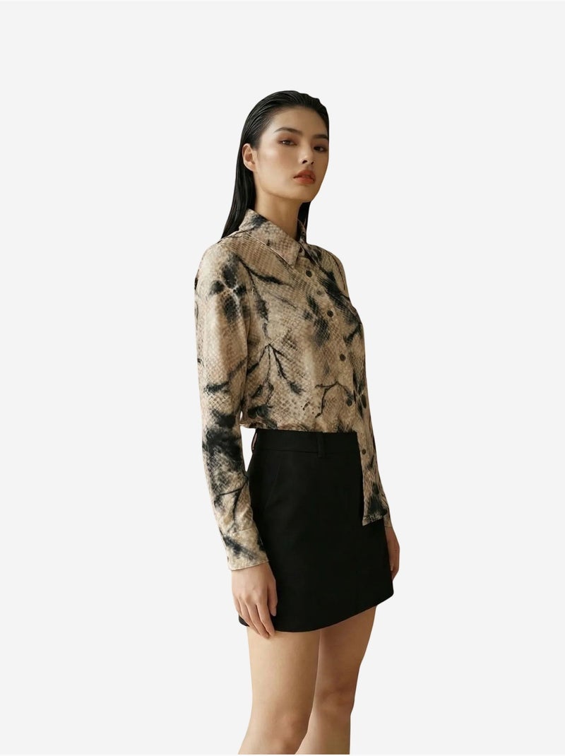 Chemise tissée en velours abstrait pour femme my fashion Beige argile - Kiabi