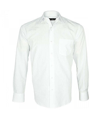 Chemise homme tissu armuré coupe droite CLASSICO Emporio balzani Blanc , Blanc , 40