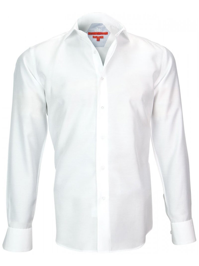 Chemise tissu armuré LEEDS Blanc Bleu ciel - Kiabi