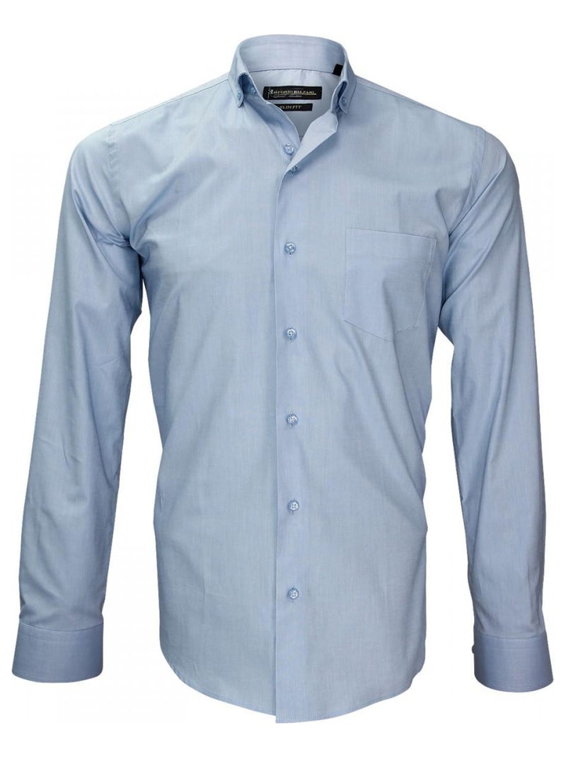 Chemise tissu pinpoint PRESTIGE Bleu - Kiabi