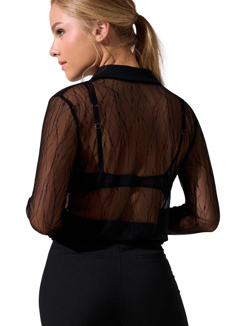 Chemise transparente manches longues Nightscape Noir - Kiabi