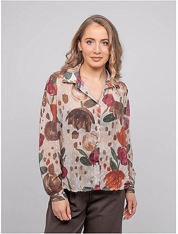 Chemise transparente motif floral oxelia