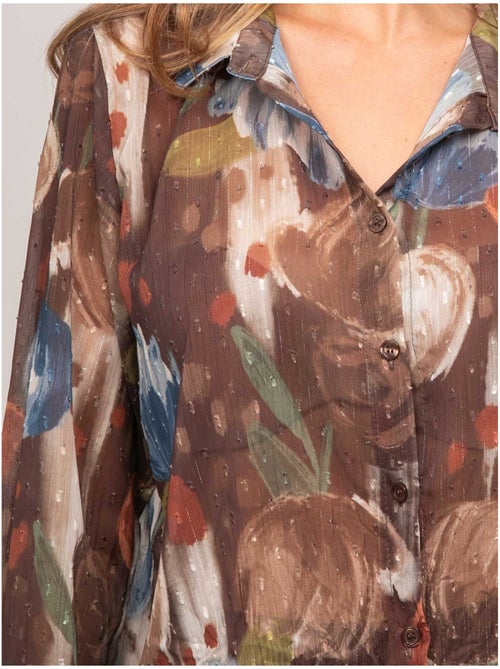 Chemise transparente motif floral oxelia - Kiabi Chemise transparente motif floral oxelia - Kiabi