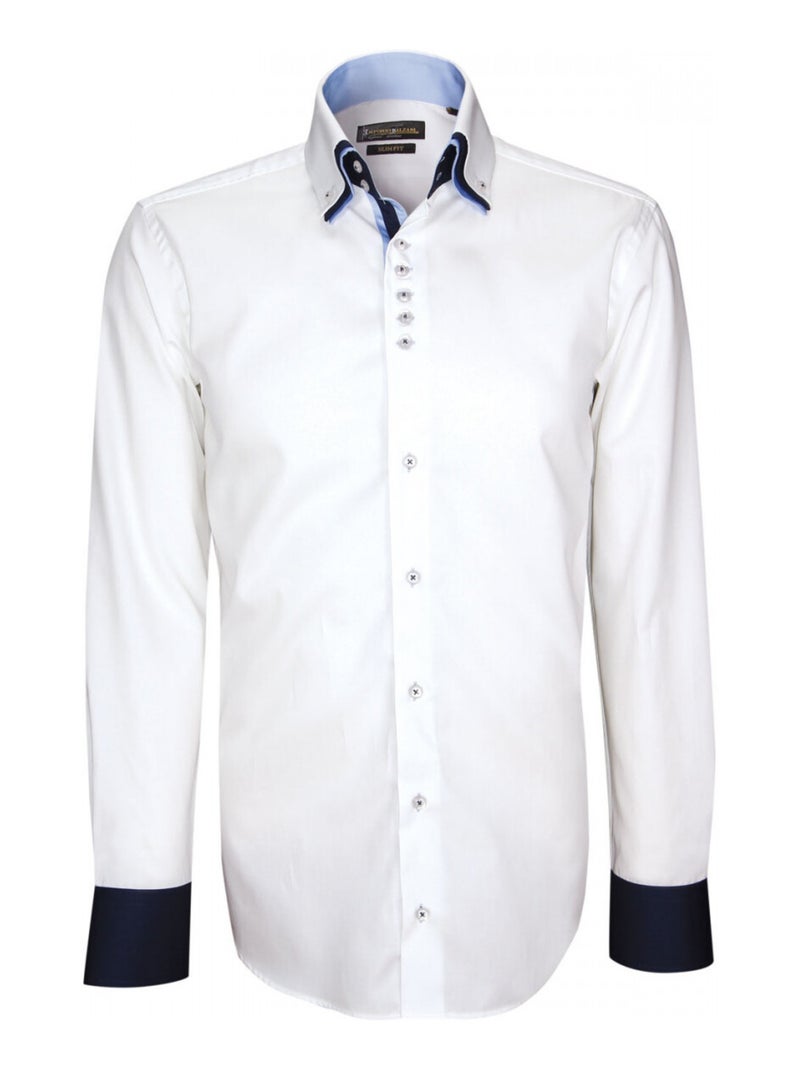 Chemise triple col TRICOL Blanc Bleu - Kiabi