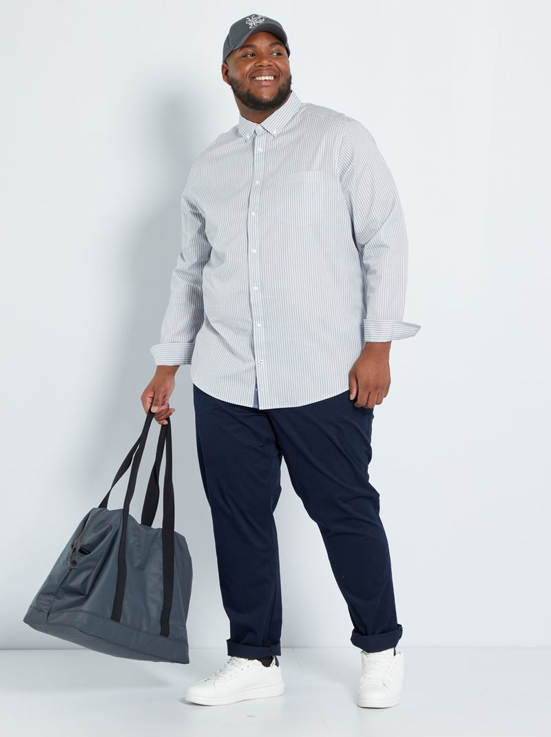 Chemise twill rayé gris - Kiabi