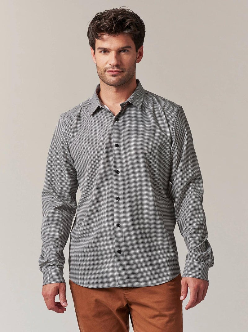 Chemise ultra stretch avec micro motif pied de poule 'Deeluxe' Noir - Kiabi