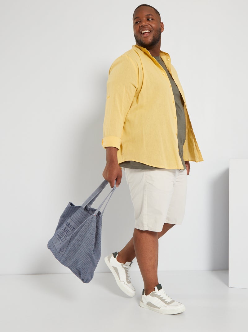 Chemise uni à col mao jaune - Kiabi
