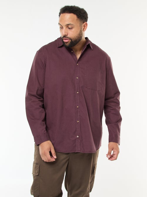 Chemise uni avec poche poitrine - Kiabi