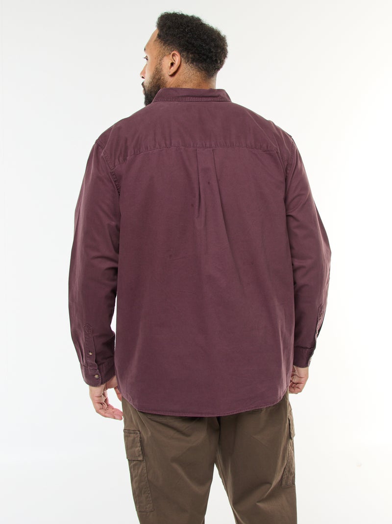 Chemise uni avec poche poitrine Violet - Kiabi