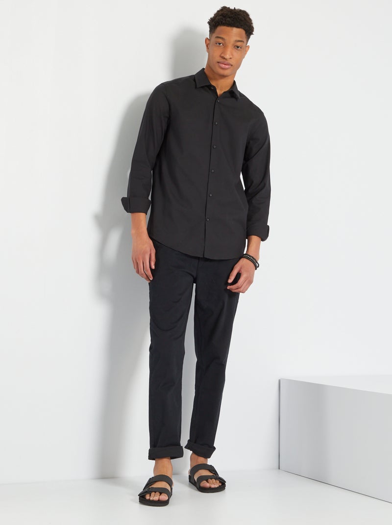 Chemise uni en coton +1m90 noir - Kiabi