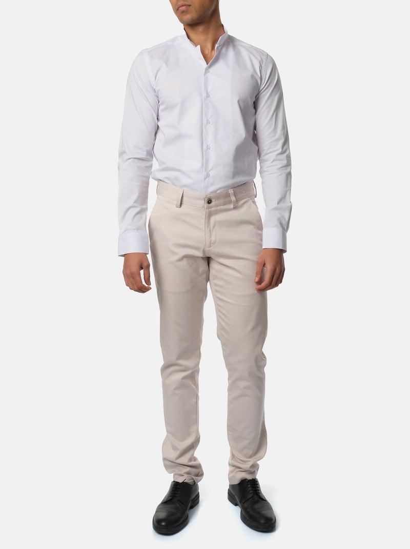 Chemise unie à col inversé Blanc - Kiabi