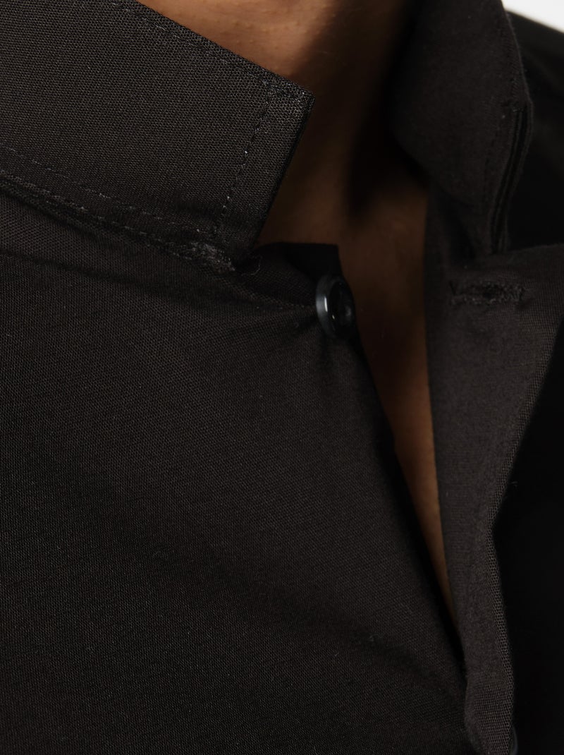 Chemise unie à col inversé Noir - Kiabi