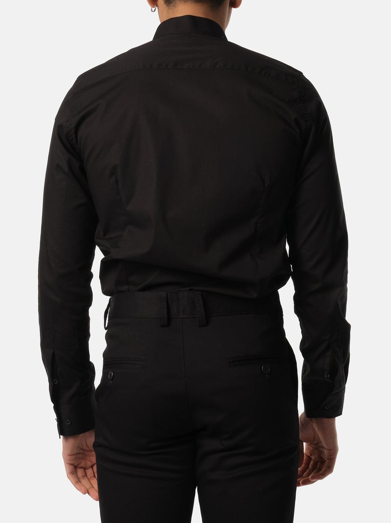 Chemise unie à col inversé Noir - Kiabi