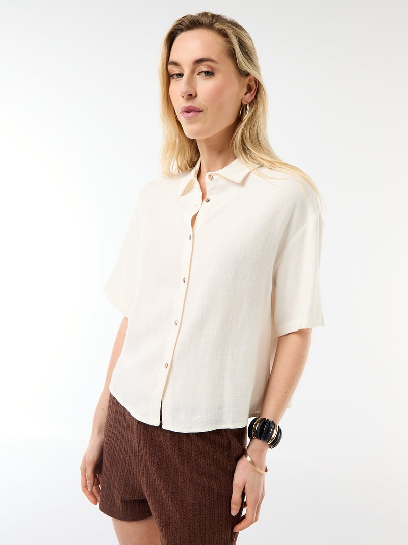 Chemise unie à manches courtes Blanc - Kiabi