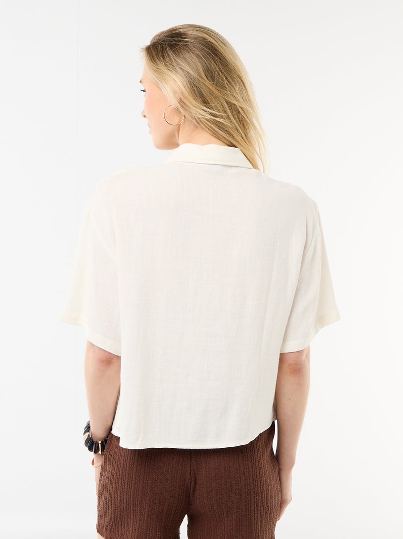 Chemise unie à manches courtes Blanc - Kiabi