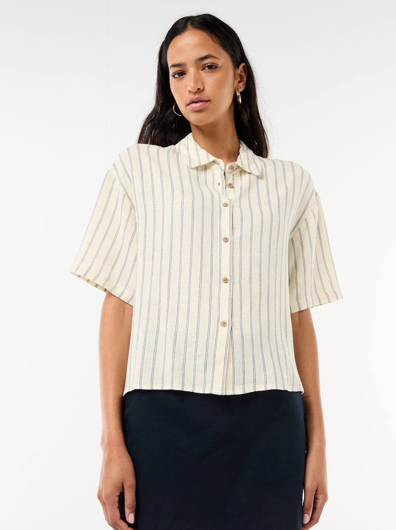 Chemise unie à manches courtes Jaune - Kiabi