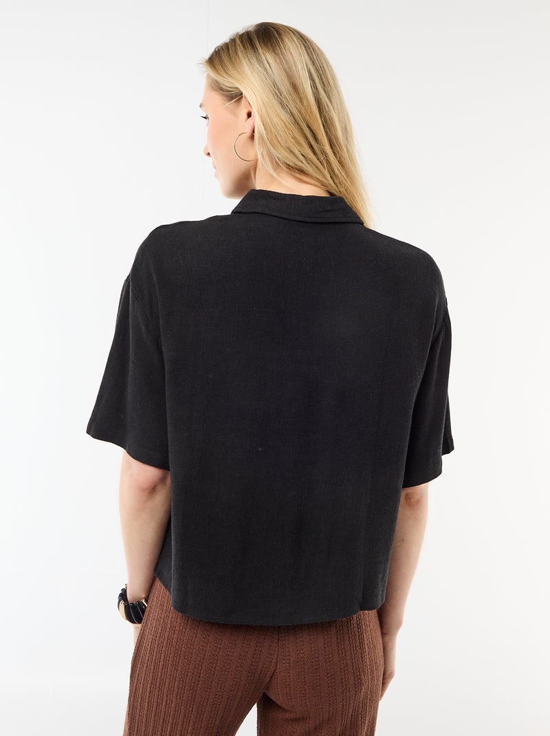 Chemise unie à manches courtes Noir - Kiabi