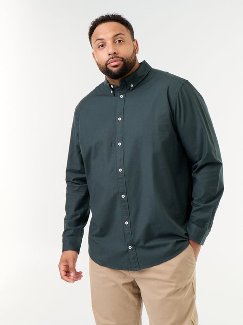 Chemise unie à manches longues - Kiabi