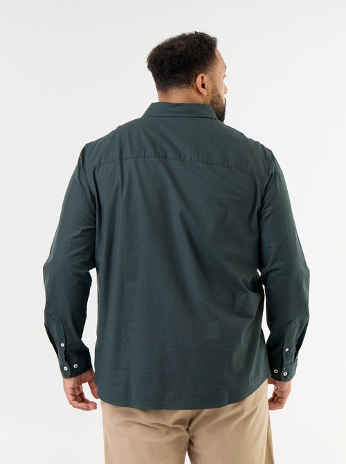 Chemise unie à manches longues - Kiabi