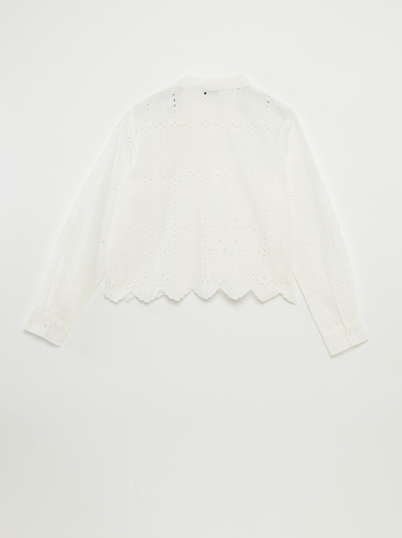 Chemise unie avec broderies anglaises 'JDY' BLANC - Kiabi