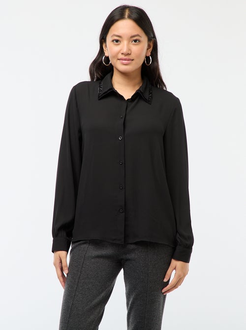 Chemise unie avec col pailleté 'JDY' - Kiabi