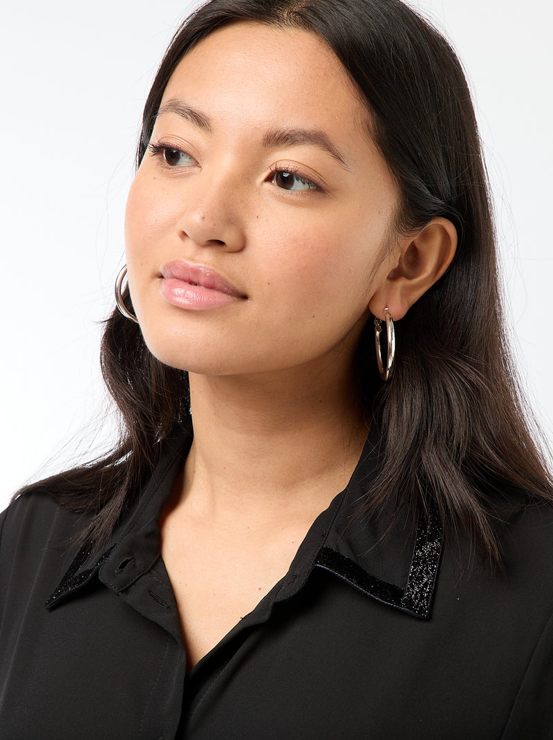 Chemise unie avec col pailleté 'JDY' Noir - Kiabi