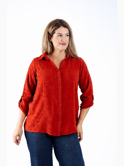 Chemise unie avec motif fleurs en relief PAPRIKA - Kiabi
