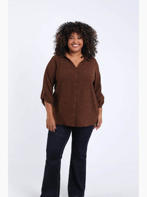 Chemise unie avec motif fleurs en relief PAPRIKA - Kiabi