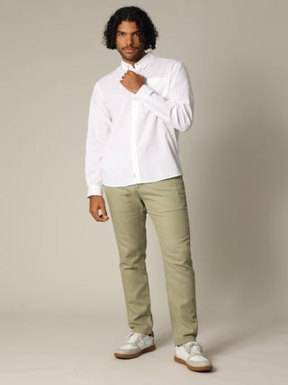 Chemise unie classique en lin avec manches longues et boutons 'Deeluxe'